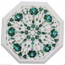 12" White Marble Coffee Table Top Malachite Inlay Mosaic Marquetry Arts Decor