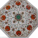 12" Marble Inlaid Pietra Dura Coffee Table Hakik Marquetry Handmade Decor Art