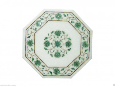 12" Marble Cofffee Tables Mosaic Malachite Pietra Dura Handmade Home Decor Art