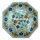 12" Marble White Coffee Table Inlay Lapis Hakik Floral Arts Mosaic Inlaid Decor 12" Marble White Coffee Table Inlay Lapis Hakik Floral Arts Mosaic Inlaid Decor