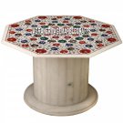 30'' Marble Coffee Table With Stand Multi Floral Stone Inlay Decor Mosaic Arts