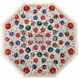 30'' Marble Coffee Table With Stand Multi Floral Stone Inlay Decor Mosaic Arts
