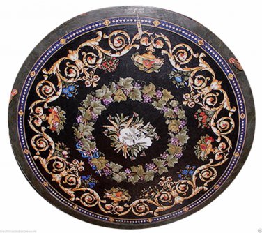 36" Marble Dining Table Top Mosaic Ancient Art Inlaid  Pietradure Fine Art Decor