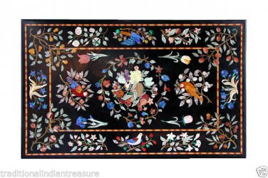 3'x6' Marble Dining Table Top Rare Stone Birds Flower Mosaic Art Decor Furniture