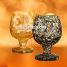 Marble Drinkware Glass Pauashell With Abalone Inlay Precious Stones Casino Decor