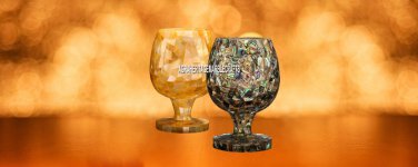 Marble Drinkware Glass Pauashell With Abalone Inlay Precious Stones Casino Decor
