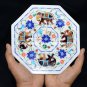 10" Elegant Marble Serving Dish Plate/Tile Jasper Elephant Inlay Art Home H5433B