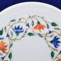 10" Kitchen Marble Fruit Plate Hanmdade Mosaic Inlaid Art Home Gift Decor H5436A
