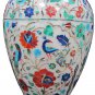 24" White Set Of 2 Marble Vase Pietra Dura Peacock Flower Pot Home Decor Art