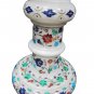 24" White Set Of 2 Marble Vase Pietra Dura Peacock Flower Pot Home Decor Art