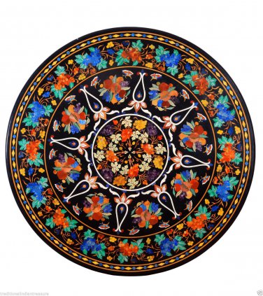5' Marble Dining Table Top Multi Inlay Stone Grapes Mosaic Art Decor Furniture