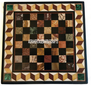 24" Designer Marble Coffee Chess Playing Table Top Mosaic Inlay Home Decor H3933