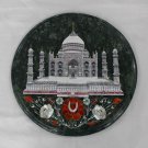15" Black Marble Side Table Top Floral Taj Mahal Home Decorate Art