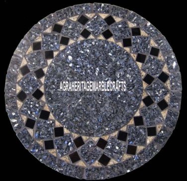 2'x2' Marble Round Coffee Table Marquetry Precious Inlay Occasional Decor H4018