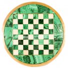 30" Green Marble Coffee Chess Table Top Malachite Rare Inlay Art Occasion Decor