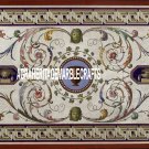 4'x2' White Marble Dining Table Top Marquetry Inlaid Pietradura Outdoor Decor