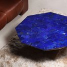 28" Marble Marquetry Top Coffee Table Rare Lapis Lazuli Mosaic Inlay Decor Art