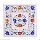 14"x14" Marble Side Table Top Lapis Floral Marquetry Inlay Work Patio Arts Decor 14"x14" Marble Side Table Top Lapis Floral Marquetry Inlay Work Patio Arts Decor
