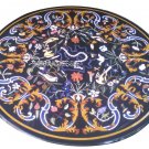 36" Black Marble Round Dining Room Table Rare Mosaic Inlaid Art Kitchen Decor 36" Black Marble Round Dining Room Table Rare Mosaic Inlaid Art Kitchen Decor