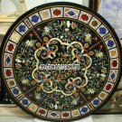 48" Black Marble Coner Dining Table Top Fine Stones Inlaid Arts Restaurant Decor