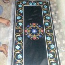 24"x42" Large Black Marble Table Top Handmade Inaid Marquetry Mosaic Home Arts