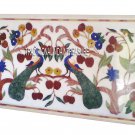 2.5'x5' White Marble Dining Table Top Peacock Marquetry Inlay Hallway Art Decor 2.5'x5' White Marble Dining Table Top Peacock Marquetry Inlay Hallway Art Decor