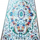6'x4' White Marble Dining Table Top Pietradura Inlaid Stone Hallway Patio Decor
