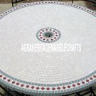 36" White Marble Side Dining Table Marquetry Inlay Gems Furniture Arts Decor