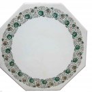30" Marble Coffee Malachite Paua Shell Table Top Floral Mosaic Inlay Home Decor