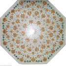30" White Marble Center Coffee Table Top Hakik Inlay Art Marquetry Outdoor Décor