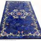 4'x2' Marble Dining Coffee Table Top Rare Lapis Lazuli Mosaic Inlay Work Decor