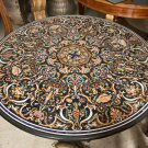 54" Black Marble Real Coffee Dining Table Top PietraDura Inlay Collectible Decor