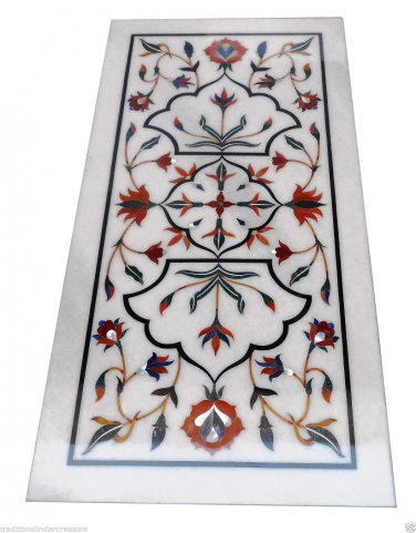 4'x2' Marble Dining Table Top Jasper Stones Inlaid Marquetry Art Outdoor Decor