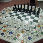 36" Marble Dining Chess Table Top With 3" Chess Pcs Marquetry New Year Decor
