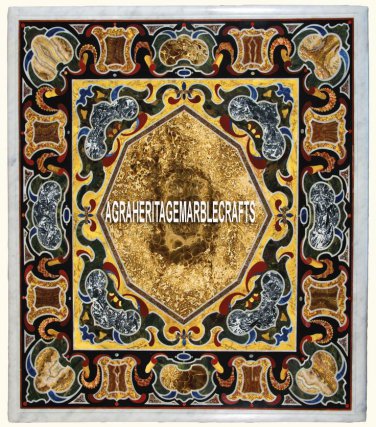 48" Exclusive Marble Center Table Top Pietradura Inlay Antique Living Room Decor