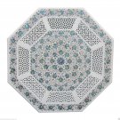 30" Marble Coffee Table Top Paua Shell Art Gemstones Filigree Inlaid Handmade