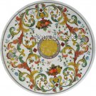 30" White Marble Side Table Top Mosaic Hakik Inlay Stone Decorative Stunning Art