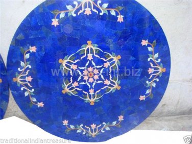36" Marble Round Dining End Table Top Lapis Lazuli Random Inlaid Furniture Decor