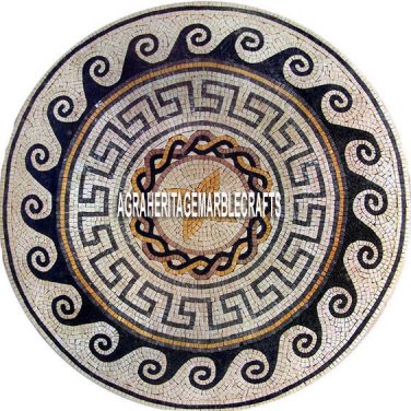 42" Italian Marble Dining Top Table Antique Mosaic Inlaid Decorative Home Arts