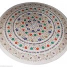 Size 4'x4' White Marble Round Dining Table Top Inlay Gem Mosaic Home Decor H903A