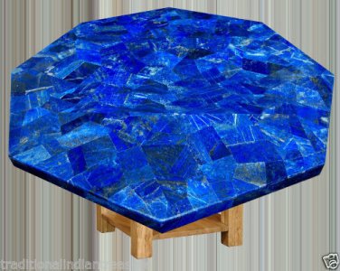 15" Marble Center Coffee Table Top Lapis Lazuli Gemstone Mosaic Inlay Patio Deco
