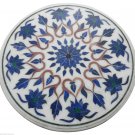 30" Marble Dining Table Top Rare Lapis Mosaic Floral Decorative Gift Arts H927A