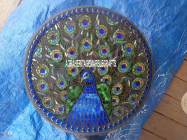 16"  Marvelous Marble Serving Dish Plate Pietradura Inlaid Giving Gift Decor Art