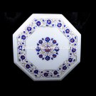 12" White Marble Coffee Table Marquetry Lapis Floral Inlaid Bedroom Decor 5397