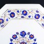 12" White Marble Coffee Table Marquetry Lapis Floral Inlaid Bedroom Decor 5397