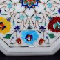 12" Marble Bedroom Table Top Multi Lapis Collectible Inlay Valentine Decor H5398