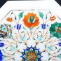 13" Antique Marble Top Console Table Floral Collectible Art Hallway Decor H5400A