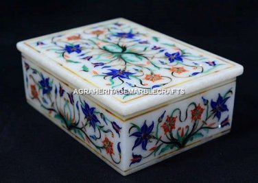6"x4"x2" Antique Marble Ring Box Marquetry Handmade Inlay Valentine Decor H5463A