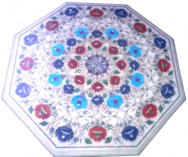 20" Marble Coffee Table Top Rare Inlay Marquetry Living Room Mosaic Home Decor