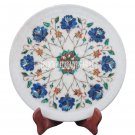 12" Marble Round Plate Real Lapis Stone Mosaic Work Inlay Floral Art Home Decor 12" Marble Round Plate Real Lapis Stone Mosaic Work Inlay Floral Art Home Decor